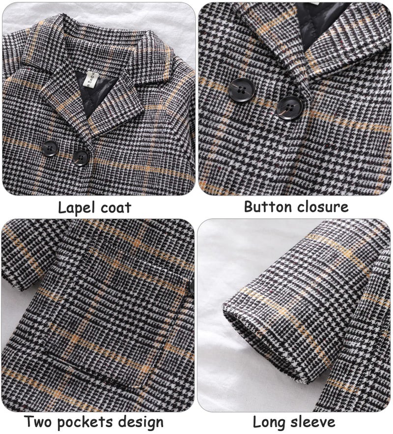 Aivtalk Toddler Boy Kids Double Breasted Wool Peacoat Notched Collar Dress Coat Winter Outwear for Little Kids Classic Trench Coat - Image 5