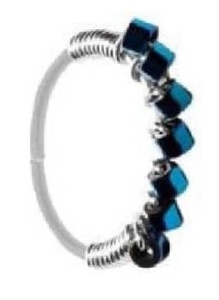 Generic Fake Nose Piercing Sterling Silver 6 Stone Dark Blue Belize 