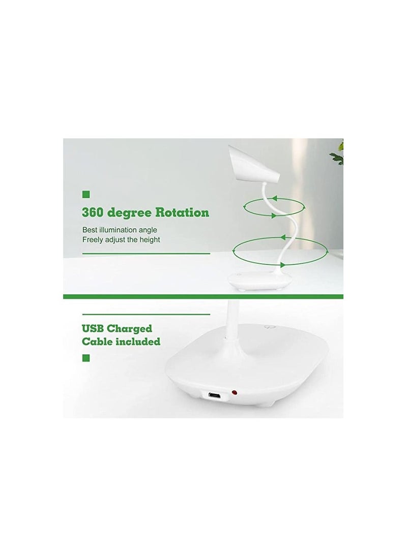 Generic - LED desk lamp with a curved stand, while reading with a USB port for charging, workable and portable, 3 levels of dimming (multi-color) - Image 1