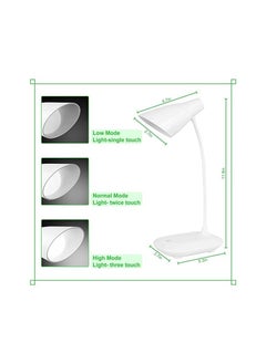 LED desk lamp with a curved stand, while reading with a USB port for charging, workable and portable, 3 levels of dimming (multi-color)