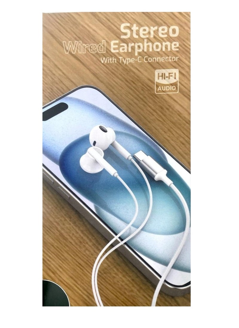 LEVORE - Stereo Wired Earphone With Type-C Connector White - Image 1