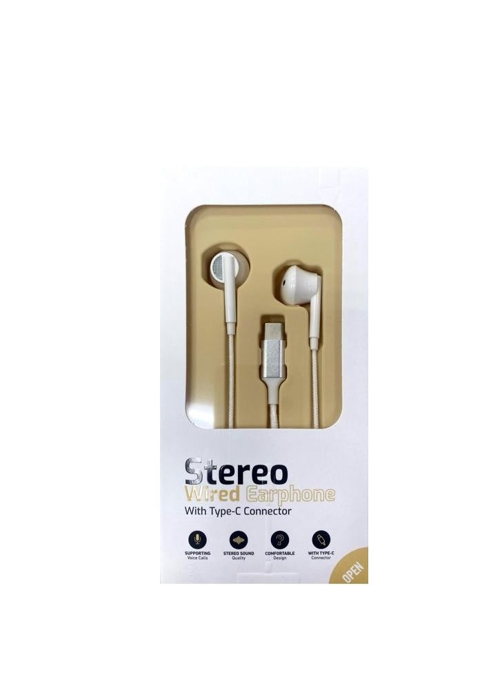 LEVORE - Stereo Wired Earphone With Type-C Connector White - Image 1