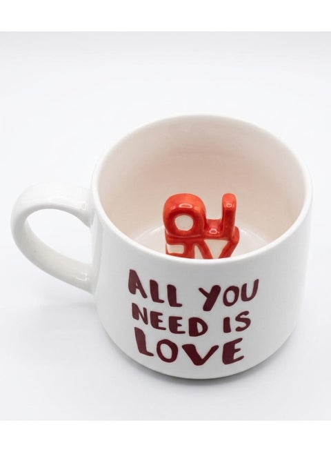 Akdc White With Red Ceramic Mug 350Ml