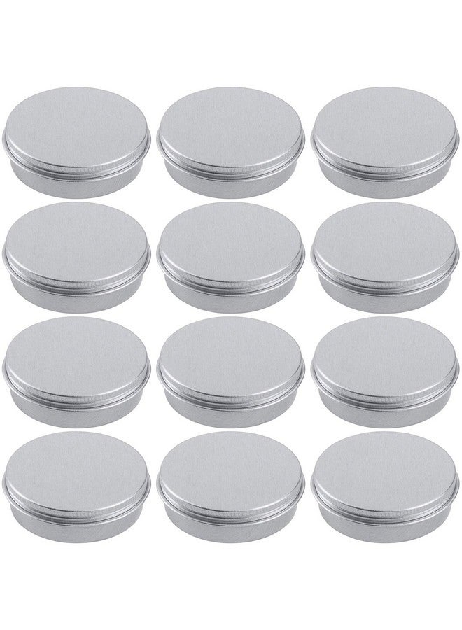Hulless 2 Ounce Aluminum Tin Jar Refillable Containers 60 ml Aluminum Screw Lid Round Tin Container Bottle for Cosmetic,Lip Balm, Cream, 12 Pack. - Image 1