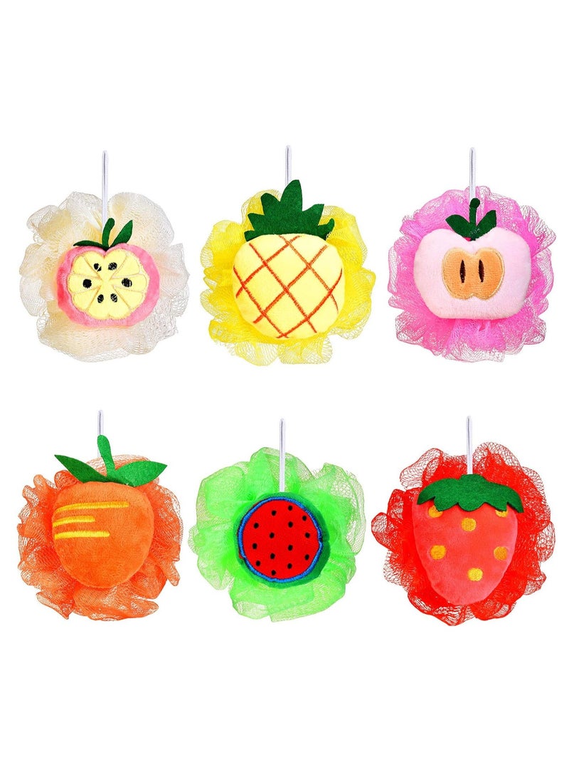 6pcs Bath Puff Soft Bath Sponge Shower Ball Bath Loofah Fruit Shape Mesh Pouf Exfoliation Body Puffs Exfoliate Pouf - Image 1
