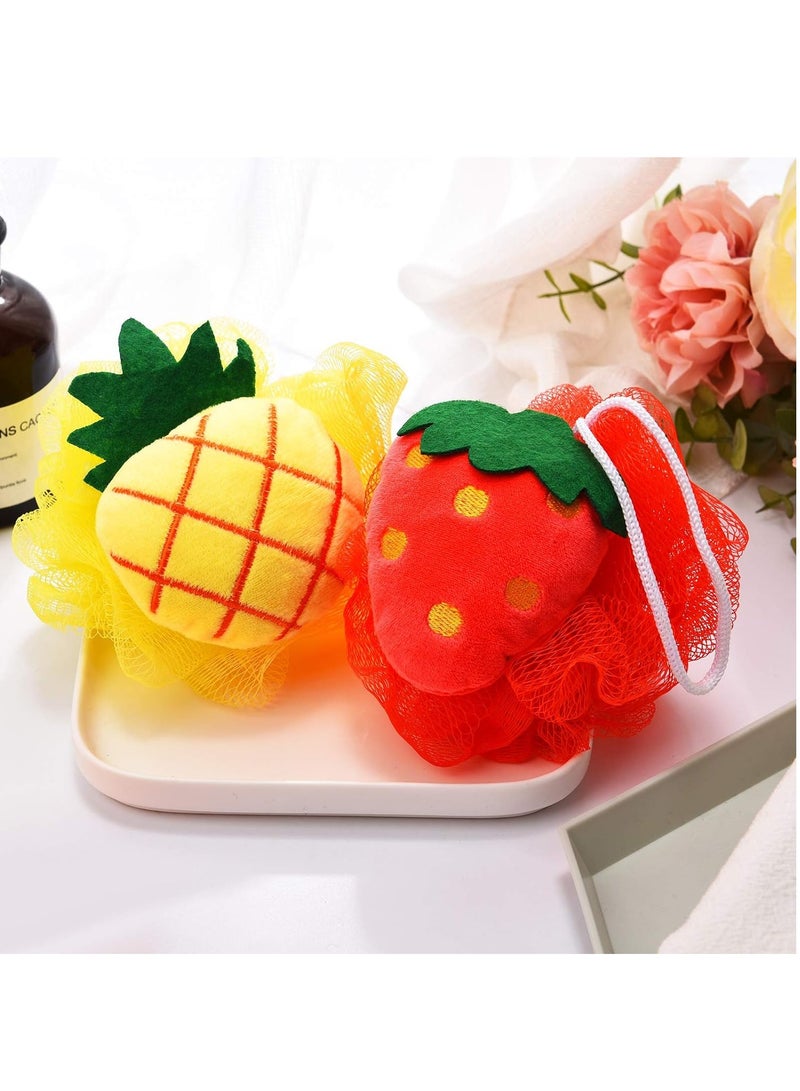 6pcs Bath Puff Soft Bath Sponge Shower Ball Bath Loofah Fruit Shape Mesh Pouf Exfoliation Body Puffs Exfoliate Pouf - Image 4