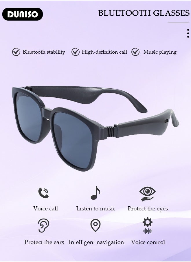 DUNISO Bluetooth Audio Smart Glasses, Blue Light Filter&Polarized Lenses for All Smart Devices Voice Assistant,Lightweight UV Protection Sunglasses ,Fashionable and Comfortable, Indoor Outdoor Entertainment Glasses for Women and Man  - Image 3
