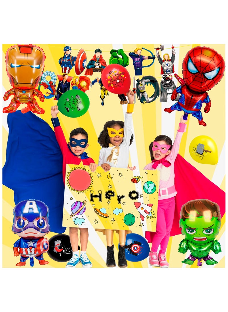 ILovhaprty Super Hero Birthday Decorations for 10 guests, 115pcs Avengers Birthday Party Tableware Set - Superheroes Birthday Party Plates Napkins Tablecloth Balloons Banner Cake Toppers etc Superhero Party Decoration Supplies - Image 3