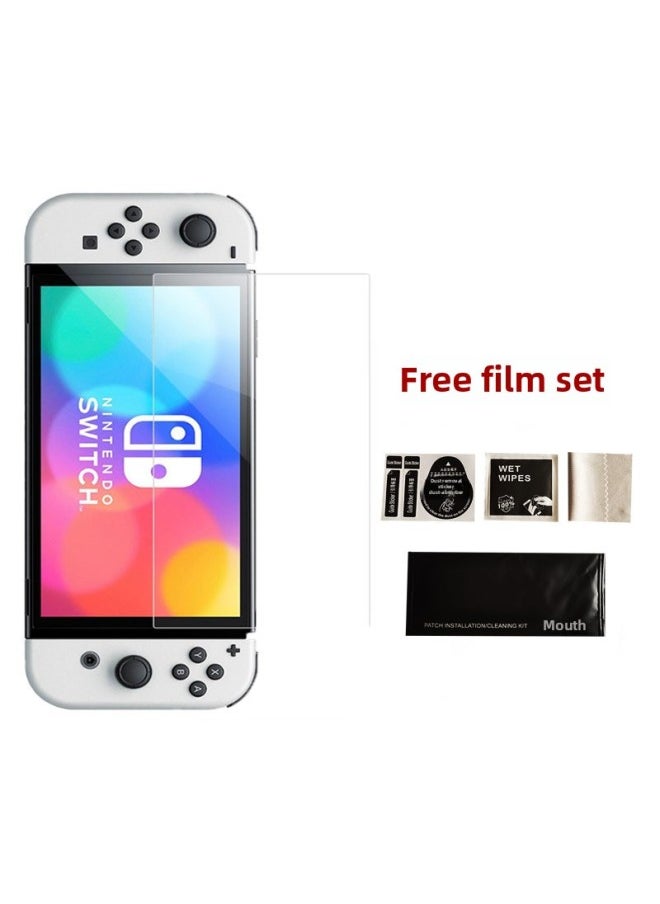 Generic Nintendo Switch OLED Screen HD Tempered Film Switch Lite Game Machine Blue Light Glass Film-Color:OLED HD Tempered Film Bare Parts + Alcohol Bag  - Image 1