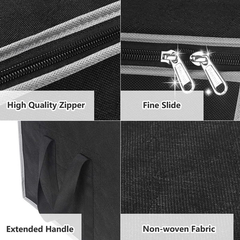 Large Storage Bags, 3 Pack Clothes Storage Bag Foldable Organizers with Reinforced Handle Thick Fabric for Comforters, Blankets, Bedding, Storage with Sturdy Zipper, Clear Window, 90 L - Image 4