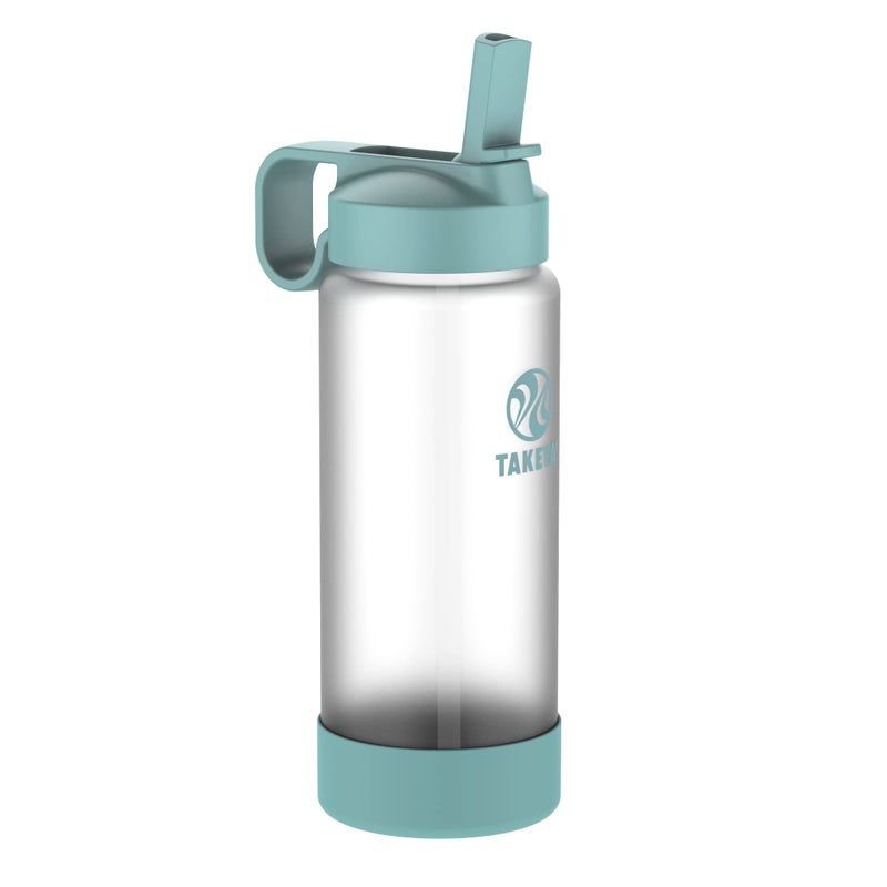 Takeya Glass Water Bottle  Durable ThermoShock Resistant Glass Water Bottle with SureGrip Safe Shell  Clear LeakProof Bottle with Straw Lid  Dishwasher Safe  EverydayUse Bottle  22 Oz Sage