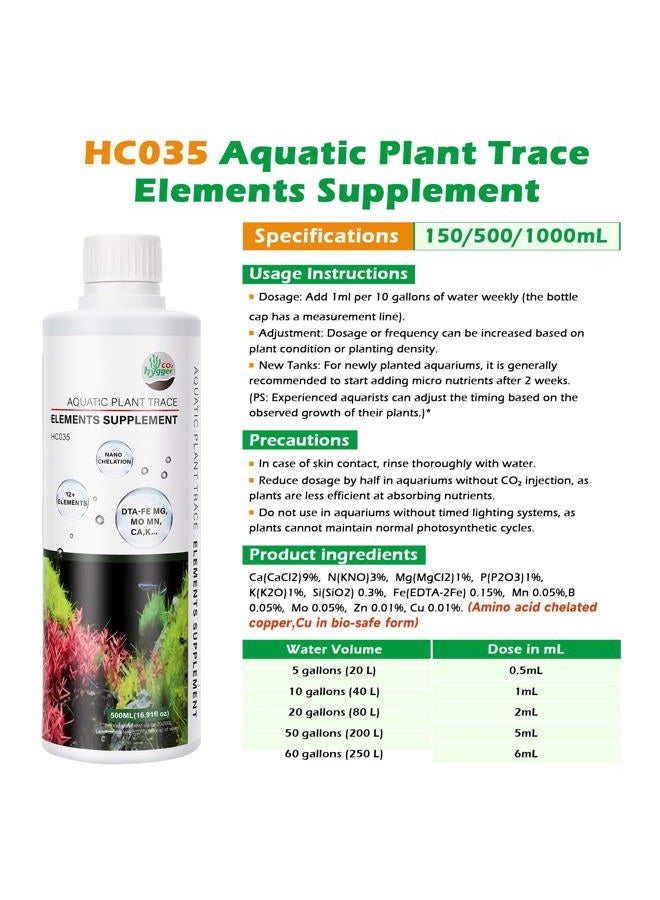 Hygger CO2 سماد سائل شامل للنباتات في الأكواريوم HC035 - مع العناصر الغذائية الدقيقة والكبرى الأساسية لخزانات المياه العذبة المزروعة، 150 مل/500 مل/1000 مل (150 مل) - Image 2