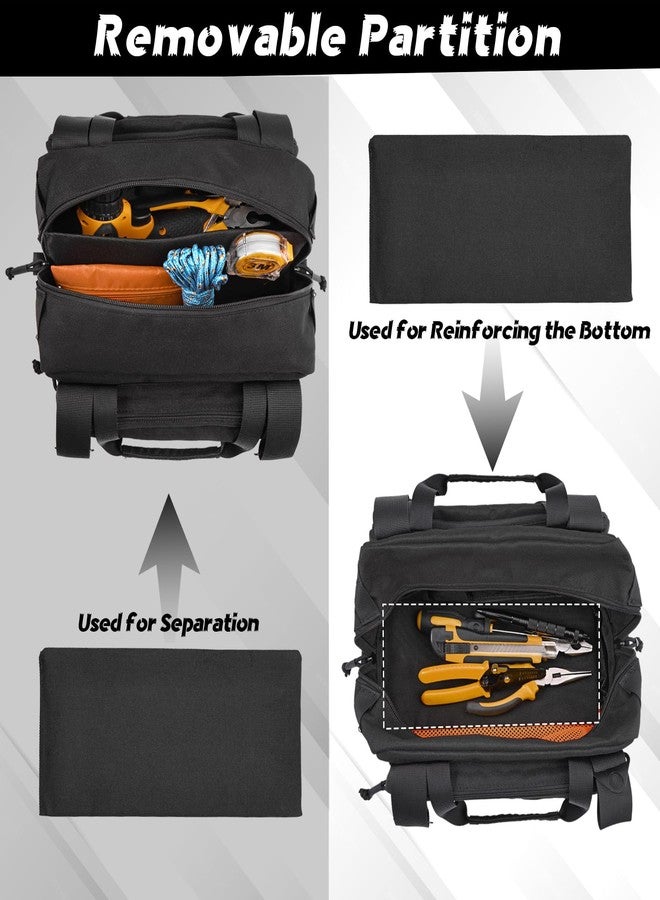 MOZETO 12 inch Tool Bag, Water-Resistant Small Tactical Tool Bag, Durable Handle Tool Bags for Men with Shoulder Strap (Black) - Image 4