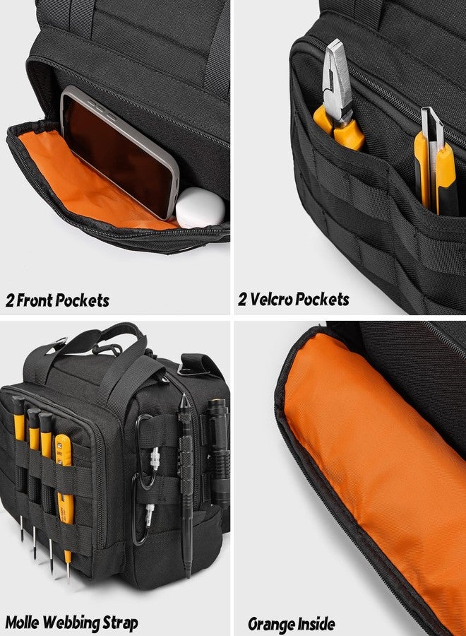MOZETO 12 inch Tool Bag, Water-Resistant Small Tactical Tool Bag, Durable Handle Tool Bags for Men with Shoulder Strap (Black) - Image 3