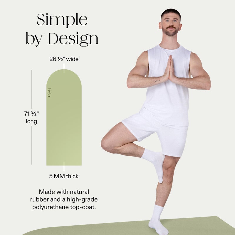 Bala Yoga Mat for Home Gym, 5mm (Sage) - Non Slip Exercise Mat for Home Workout, Stretching, Pilates, Aerobics & Floor & Fitness Work Out - Indoor Exercising Mat - Image 5