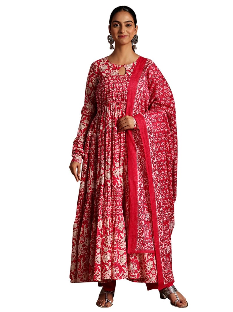Libas Women's Pure Cotton Kurta Set (35904_Pink - Image 1