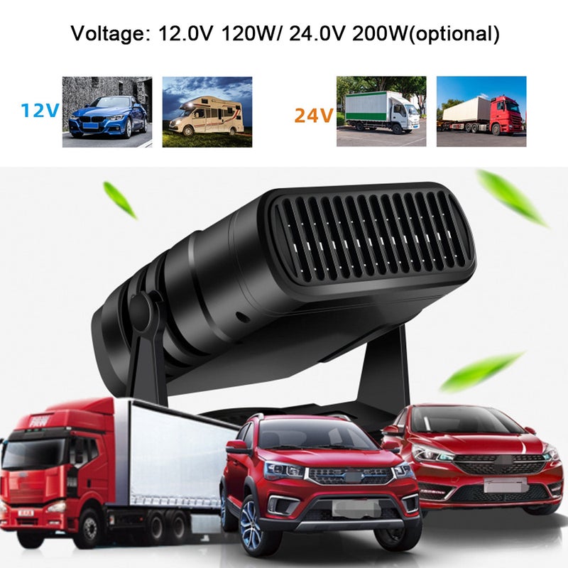 Car Heater Fan: 12V Black Alloy Heating Wire - 360° Rotation Adjustable Defog Defrost Plug And Play for Car Van Truck SUV Safety Driving - Image 3