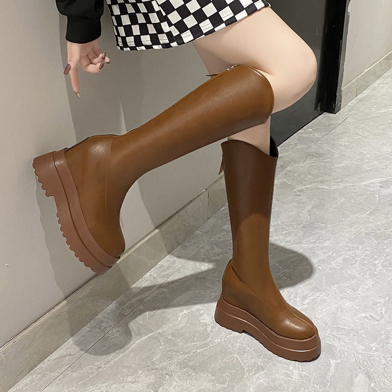 10Cm Thick-Soled Inner Platform Boots For Small People, Knee-High Boots, Slim Knight Boots, New Boots - Image 1