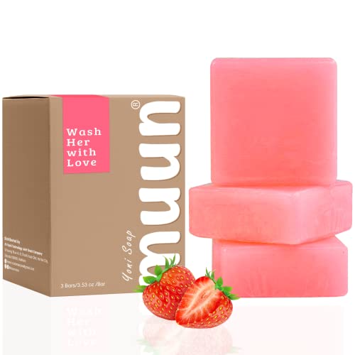 Muun Strawberry Yoni Soap Bar Pack 3 pH Balancing Cleanser Probiotics Natural Ingredients Gentle Cleansing Formula Eliminates Odor Vaginal Health Feminine Wash Moisturizing Intimate - Image 2