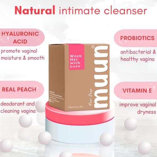 Muun Strawberry Yoni Soap Bar Pack 3 pH Balancing Cleanser Probiotics Natural Ingredients Gentle Cleansing Formula Eliminates Odor Vaginal Health Feminine Wash Moisturizing Intimate - Image 5