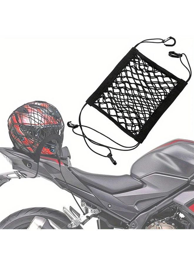 Black High Elastic Double Layer Bungee Net With Four Hooks For Motorcycle Helmet Storage - Image 1