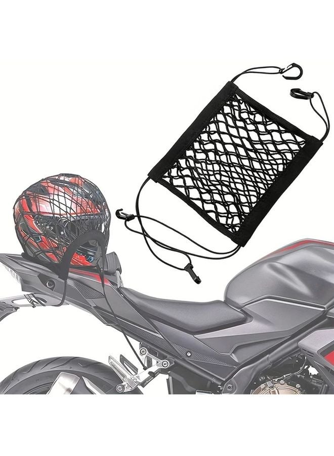 Black High Elastic Double Layer Bungee Net With Four Hooks For Motorcycle Helmet Storage - Image 3