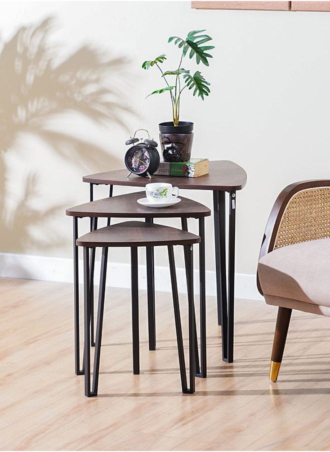 DANUBE HOME Jaguar Nesting Table Multifunctional Living Room Table Space Saving Side Table Modern Design Furniture For Home Walnut/Black  - Image 1