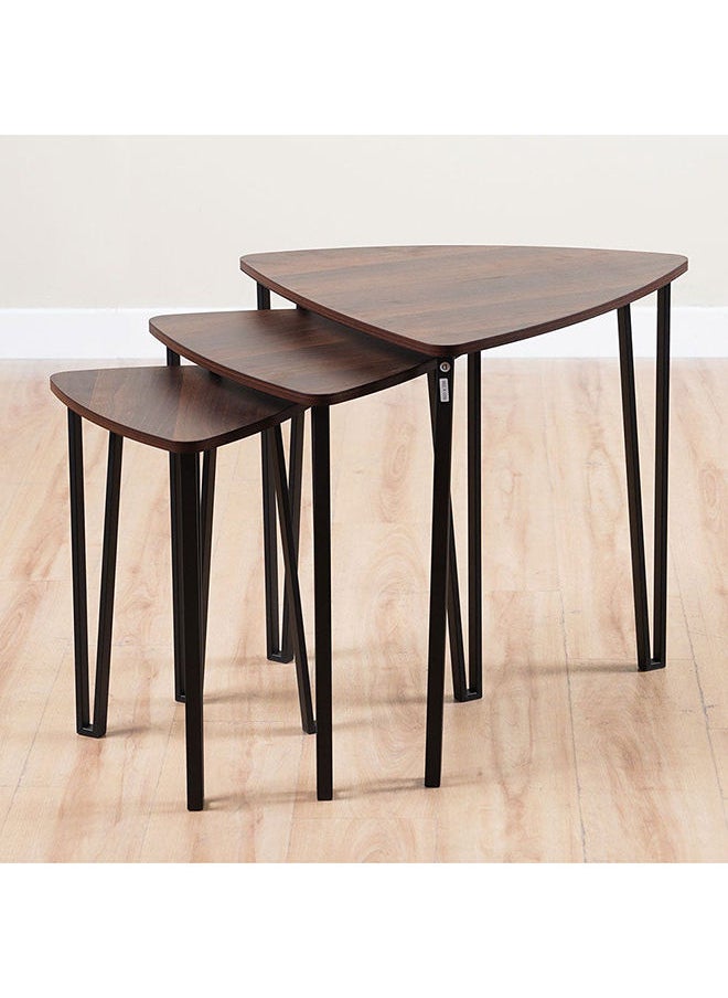 DANUBE HOME Jaguar Nesting Table Multifunctional Living Room Table Space Saving Side Table Modern Design Furniture For Home Walnut/Black  - Image 4