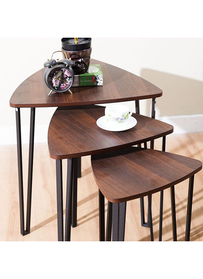 DANUBE HOME Jaguar Nesting Table Multifunctional Living Room Table Space Saving Side Table Modern Design Furniture For Home Walnut/Black  - Image 3