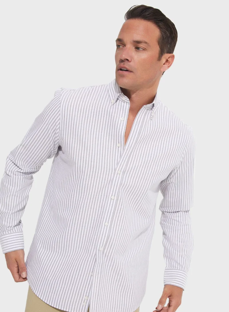 JUNE Striped Button Down Regular Fit Shirt Shirt
