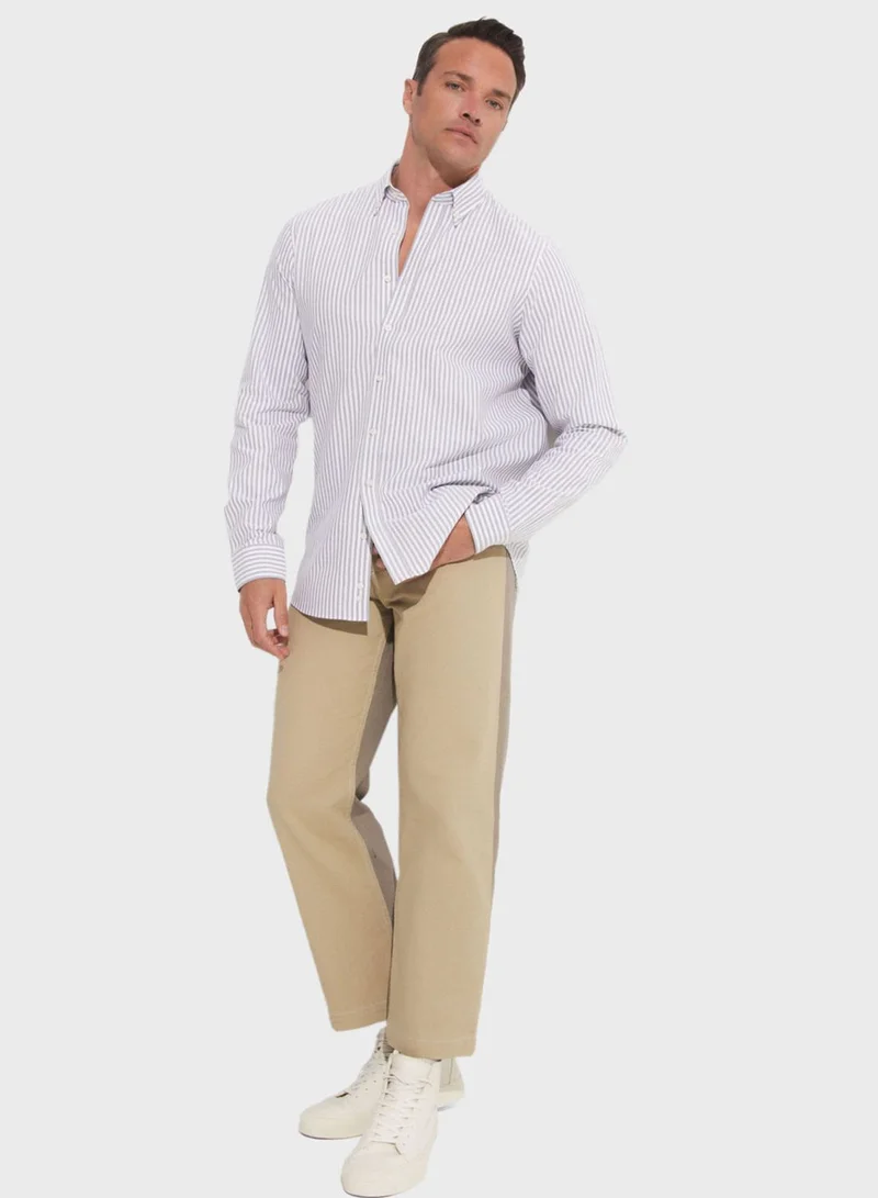 JUNE Striped Button Down Regular Fit Shirt Shirt