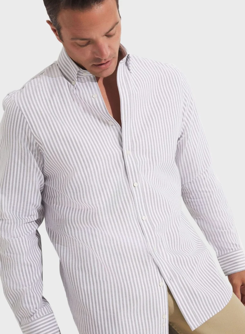 JUNE Striped Button Down Regular Fit Shirt Shirt