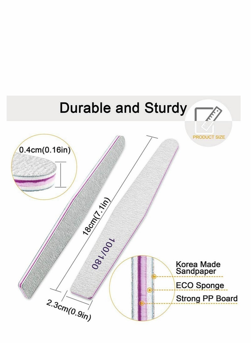12pcs Professional Nail Files Set for Natural and Acrylic Nails, Fine and Coarse Grit Washable Manicure Tools - Image 4