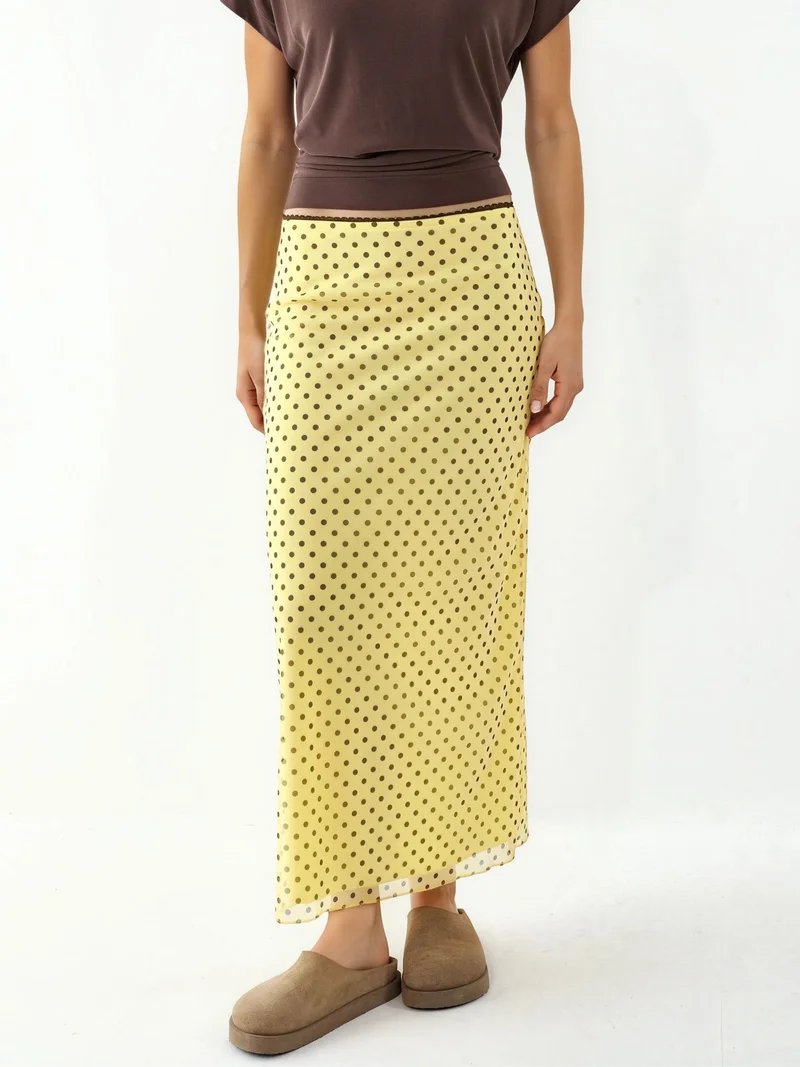 Hiccup Polka Dot Tulle Stretch Skirt with Lace Detail