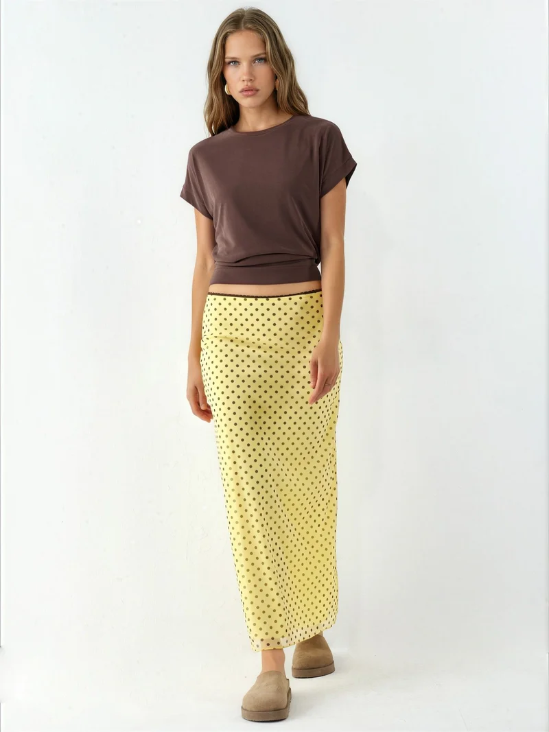 Hiccup Polka Dot Tulle Stretch Skirt with Lace Detail