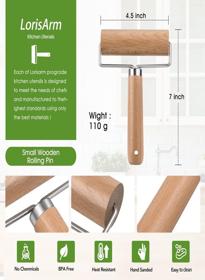 LorisArm Small Rolling Pin with Handle, Wooden Dough Pastry Roller, Non-Stick Pizza Rollers, mini Dough Wood Roller for Home Kitchen Baking Cooking - Image 2