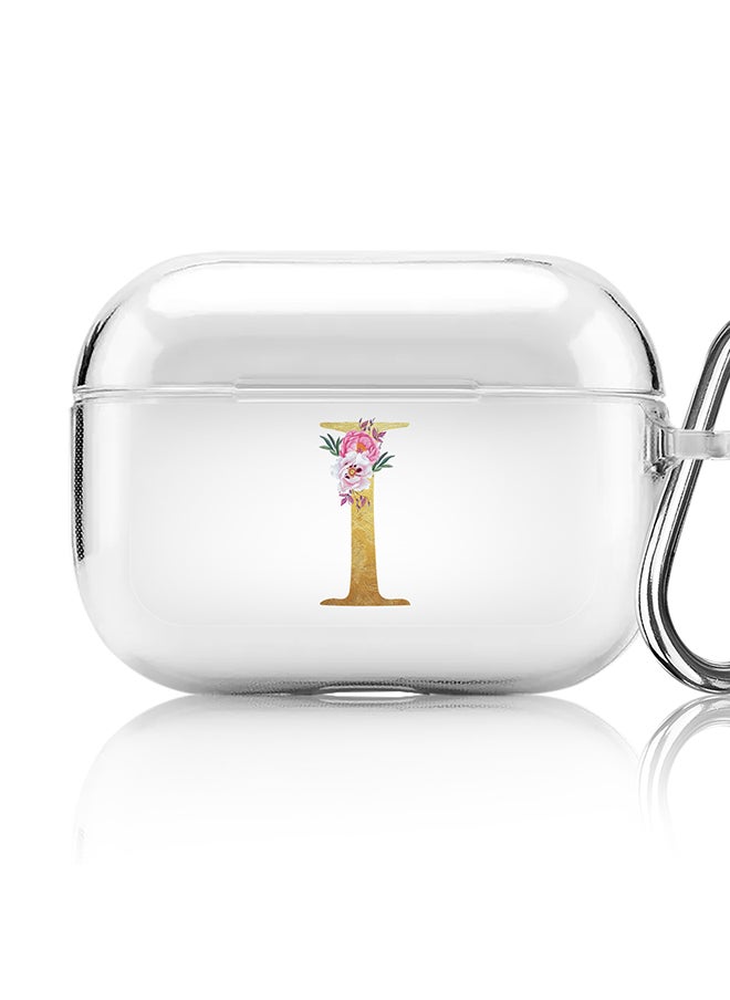 Stylizedd Classic Clear printed Case for Apple AirPods Pro 2nd Generation Thin Transparent Cover - Custom Monogram Initial Letter Floral Pattern Alphabet - I (Clear )  - Image 1