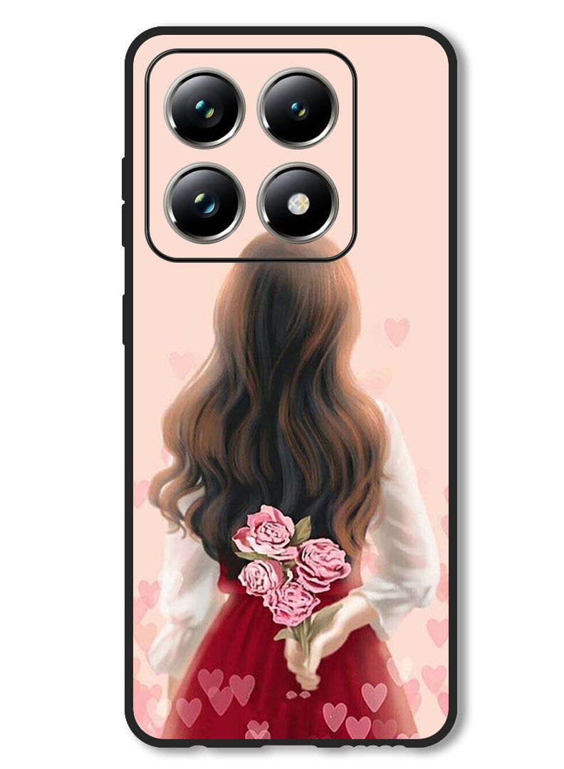 Theodor Case Compatible with Xiaomi 14T Protection Shockproof Bumper Cover Girl Hiding Flowers - Image 1