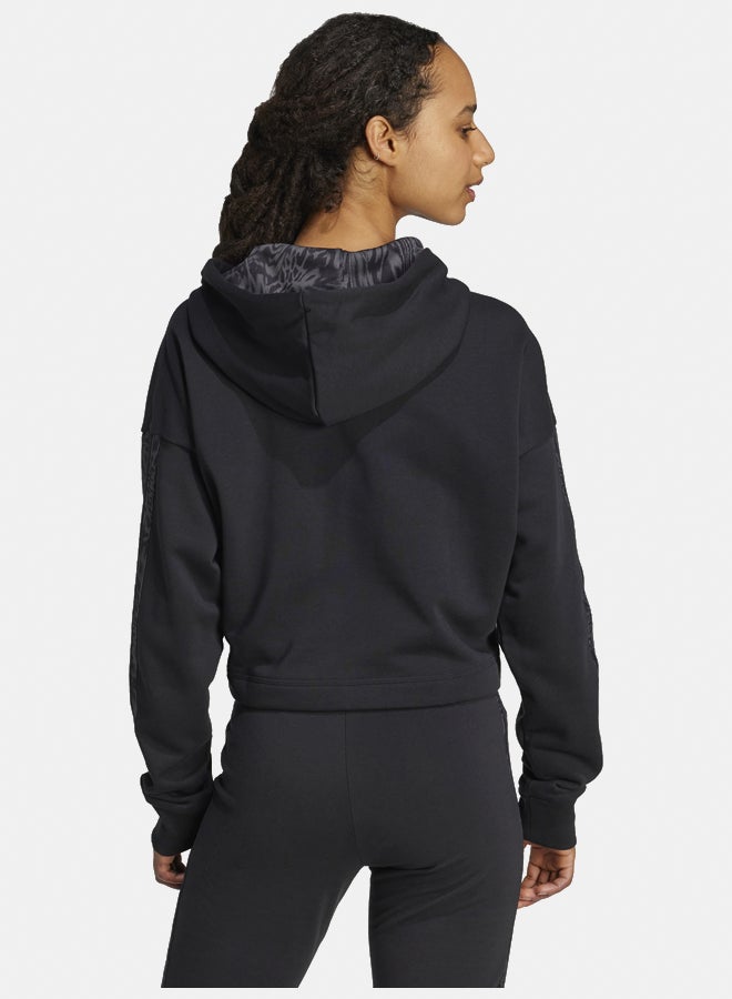 Adidas essentials 3 stripes print french terry women's hooded sweatshirt - Image 4