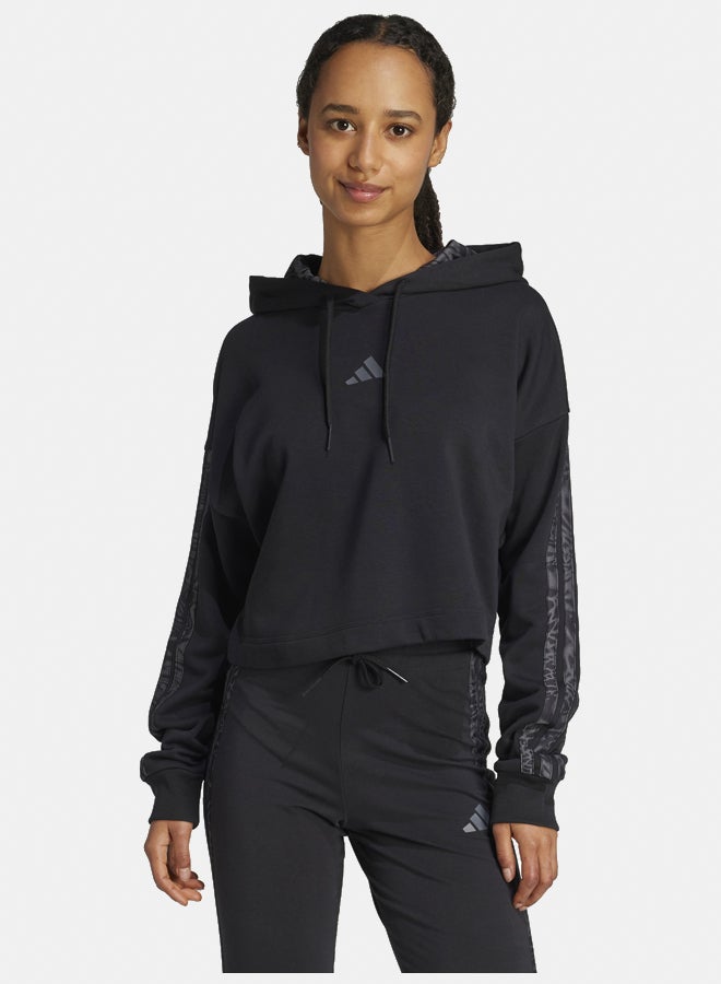 Adidas essentials 3 stripes print french terry women's hooded sweatshirt - Image 1