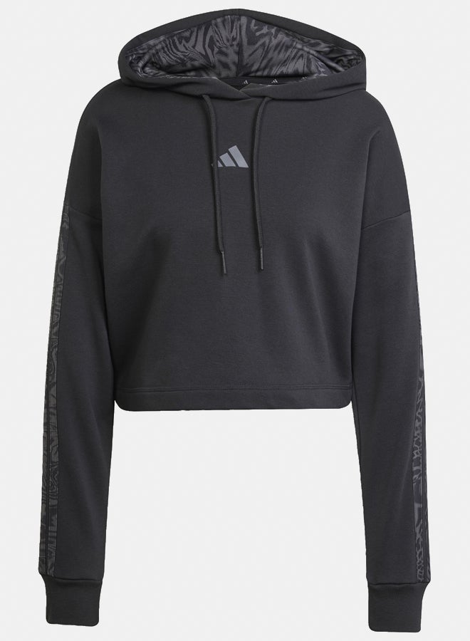 Adidas essentials 3 stripes print french terry women's hooded sweatshirt - Image 2