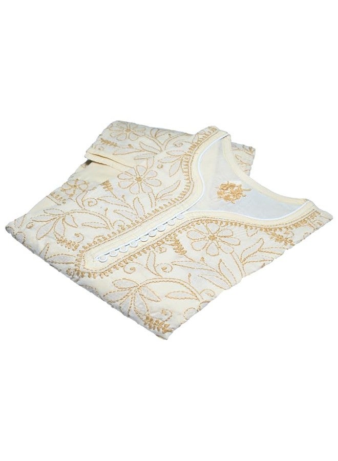G.FIDEL Trendy Chikankari Embroidered Cotton Baby Girls' Salwar Suit: Cotton Suit and Slawar Set with Dupatta Girls Casual Kurta and Pyjama Set - Aged 2 to 12 (2 YEARS, BEIGE) - Image 2