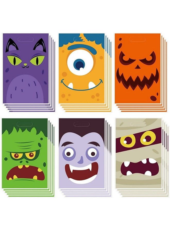 DERAYEE - Halloween Trickortreat Bags 72 Pack Halloween Goodie Candy Bags Large Plastic Gift Bag Party Favor Supplies - Image 1