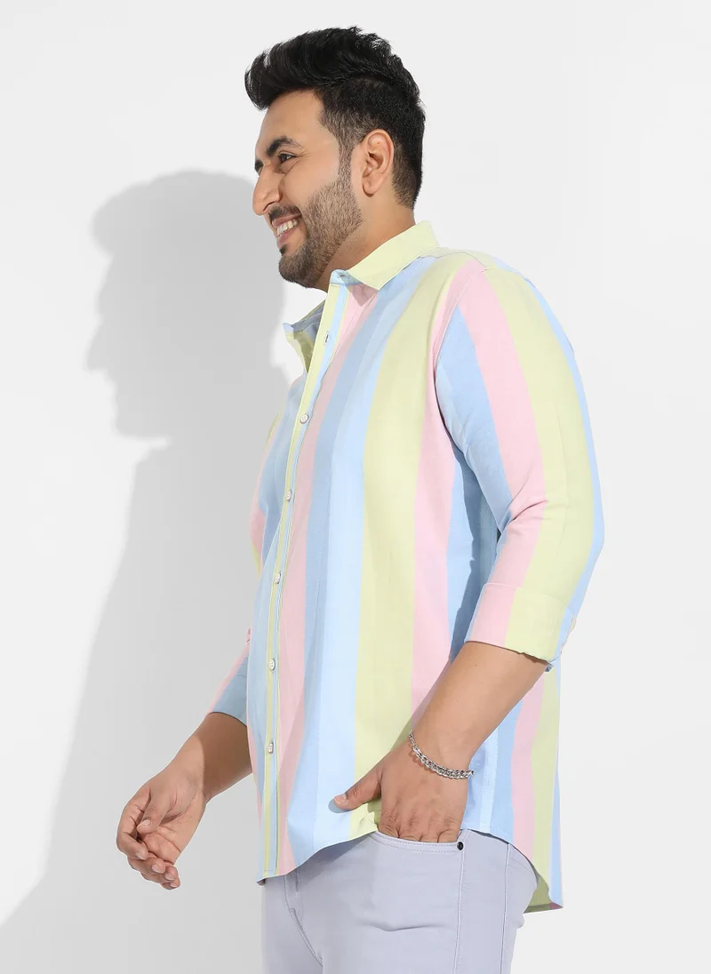 Instafab Plus Instafab Plus Men's Multicolour Roman Striped Shirt
