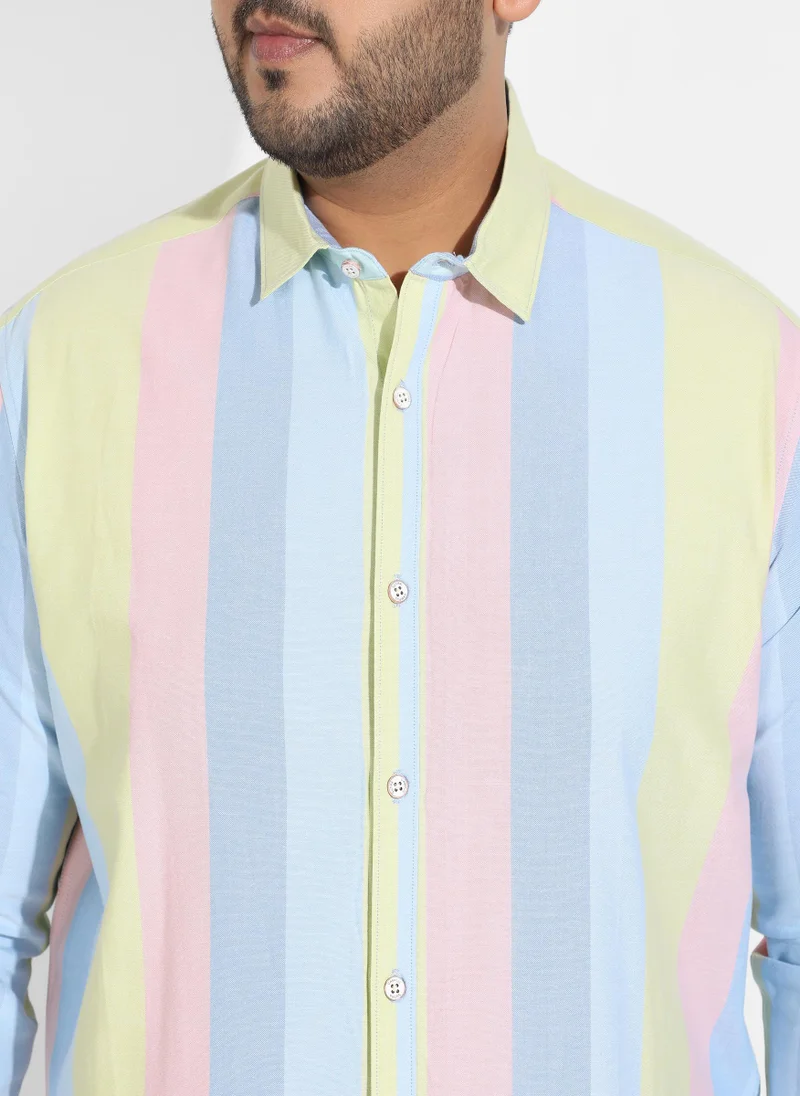 Instafab Plus Instafab Plus Men's Multicolour Roman Striped Shirt