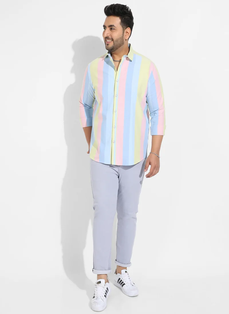 Instafab Plus Instafab Plus Men's Multicolour Roman Striped Shirt
