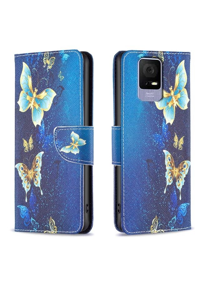 HuHa - Case Cover For 适用于Tecno Spark Go 2024 / 20C / POP 8 Colored Drawing Pattern Leather Phone Case(Gold Butterfly) - Image 1