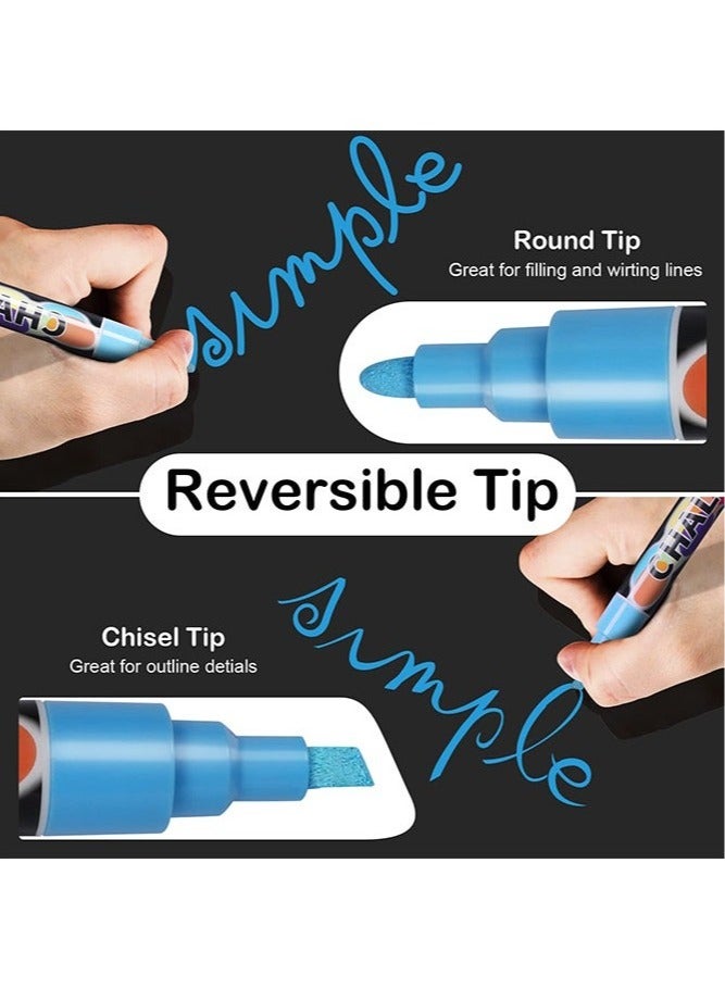 8 Pcs Liquid Erasable Chalk Markers Set, 8 Colors Highlighter Marker Pens for Flashing LED Lighted Board Blackboard Whiteboard Chalkboard Menu Message Board Glass Window - Image 3