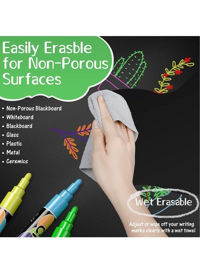 8 Pcs Liquid Erasable Chalk Markers Set, 8 Colors Highlighter Marker Pens for Flashing LED Lighted Board Blackboard Whiteboard Chalkboard Menu Message Board Glass Window - Image 4