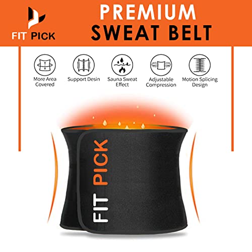 FIT PICK Sweat Belt, Stomach Belt for Women and Men Non-Tearable, Sauna Belt Waist Trainer, Sweat Belt for Men and Women Black - Image 2